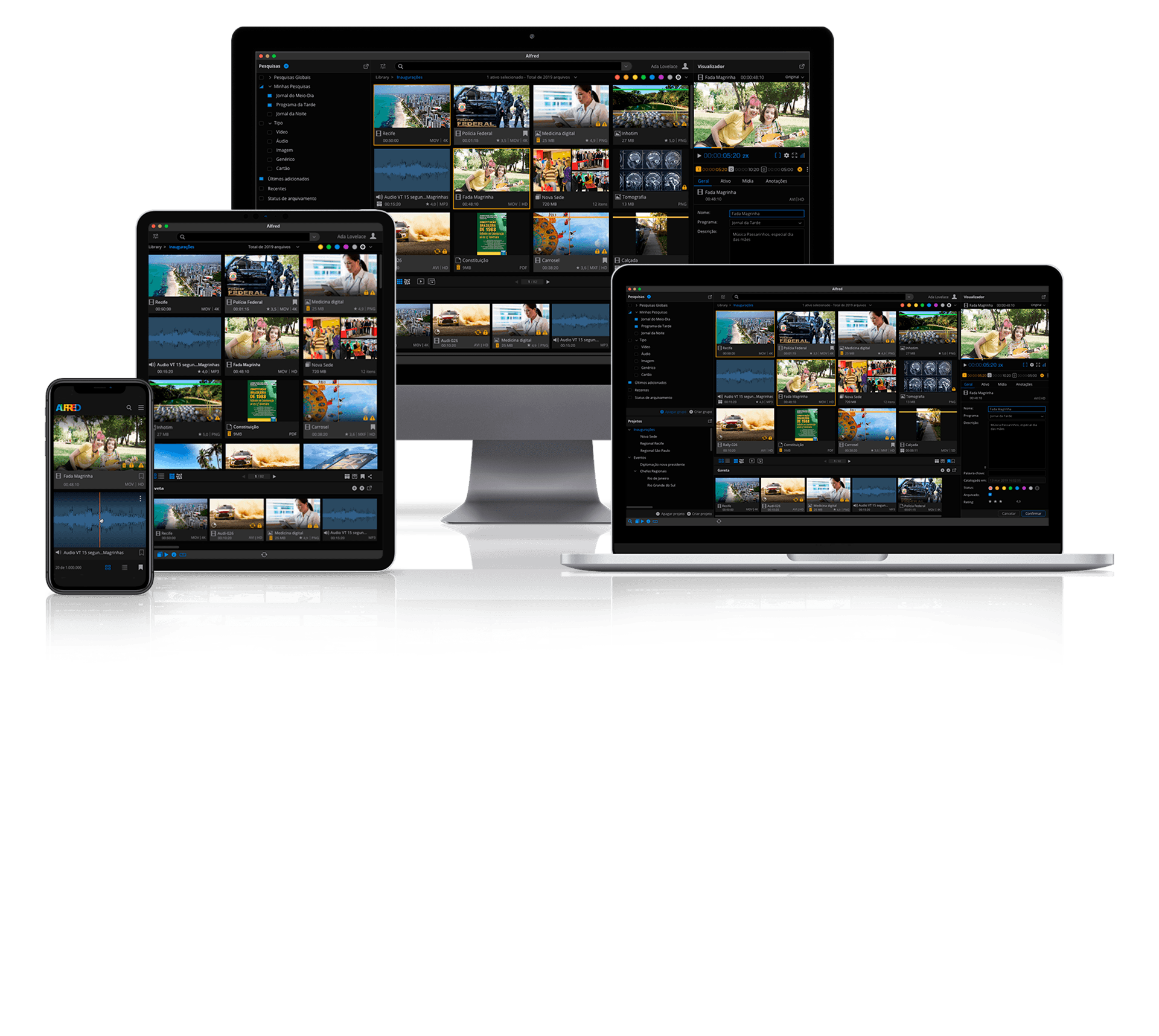 A suite inclui um módulo Client em versões Desktop, Web e Mobile